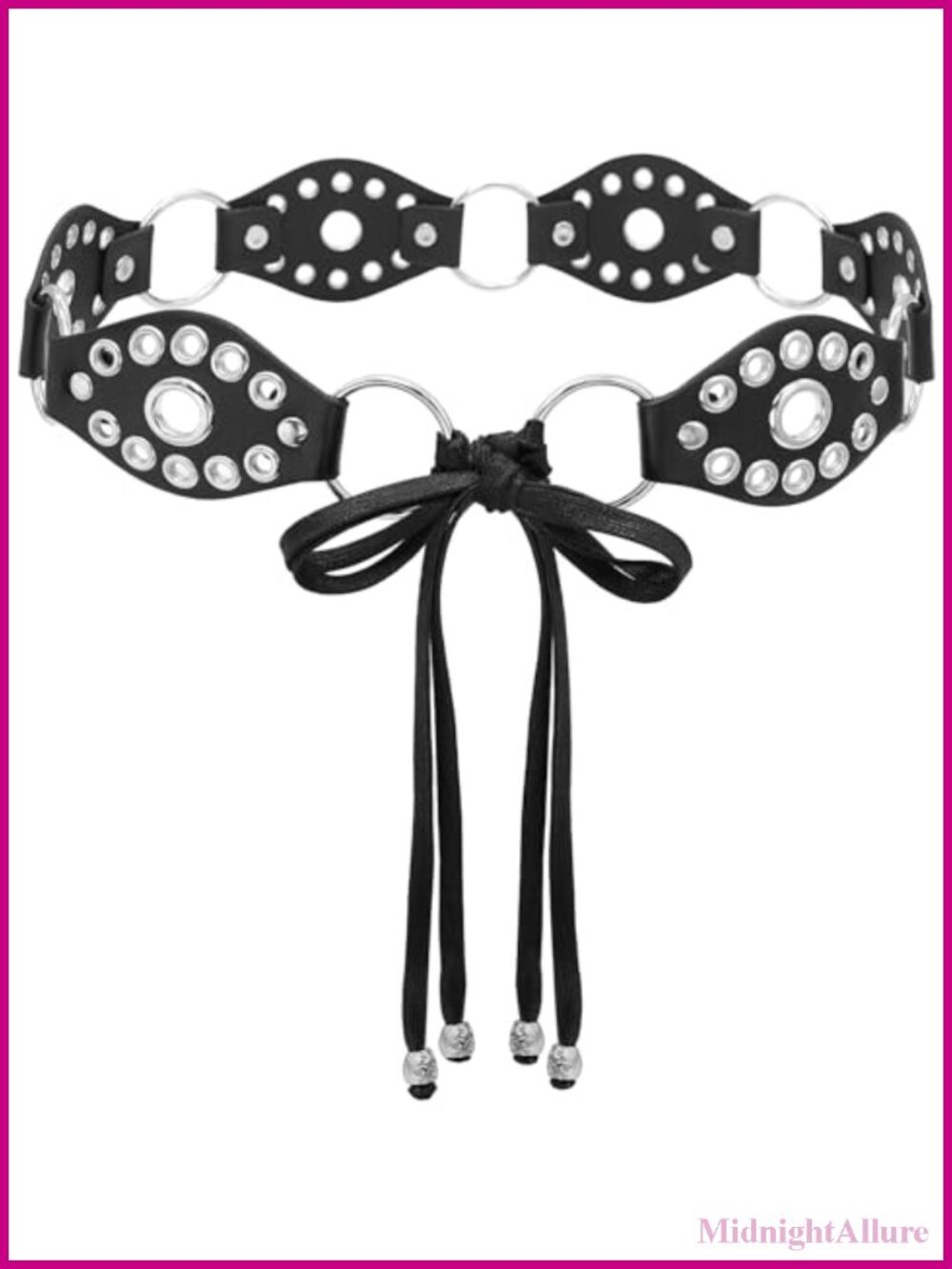 PU Leather Knotted Waist Belt Punk Rivet Ring for Dresses